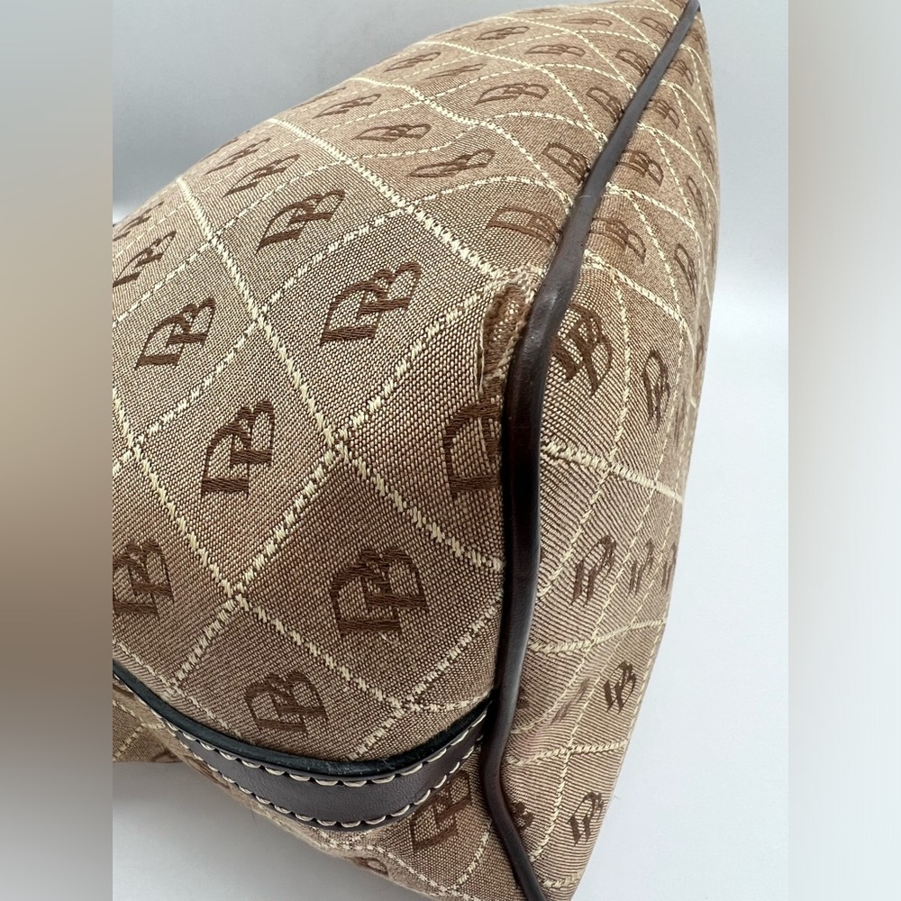 Brown Dooney & Bourke Canvas Monogram with Leather Trim Hobo - Picture 8 of 15